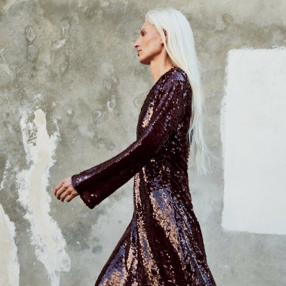 BNWT ZARA New Limited Edition Sequin Sparkly Dress Maroon Burgundy Size L